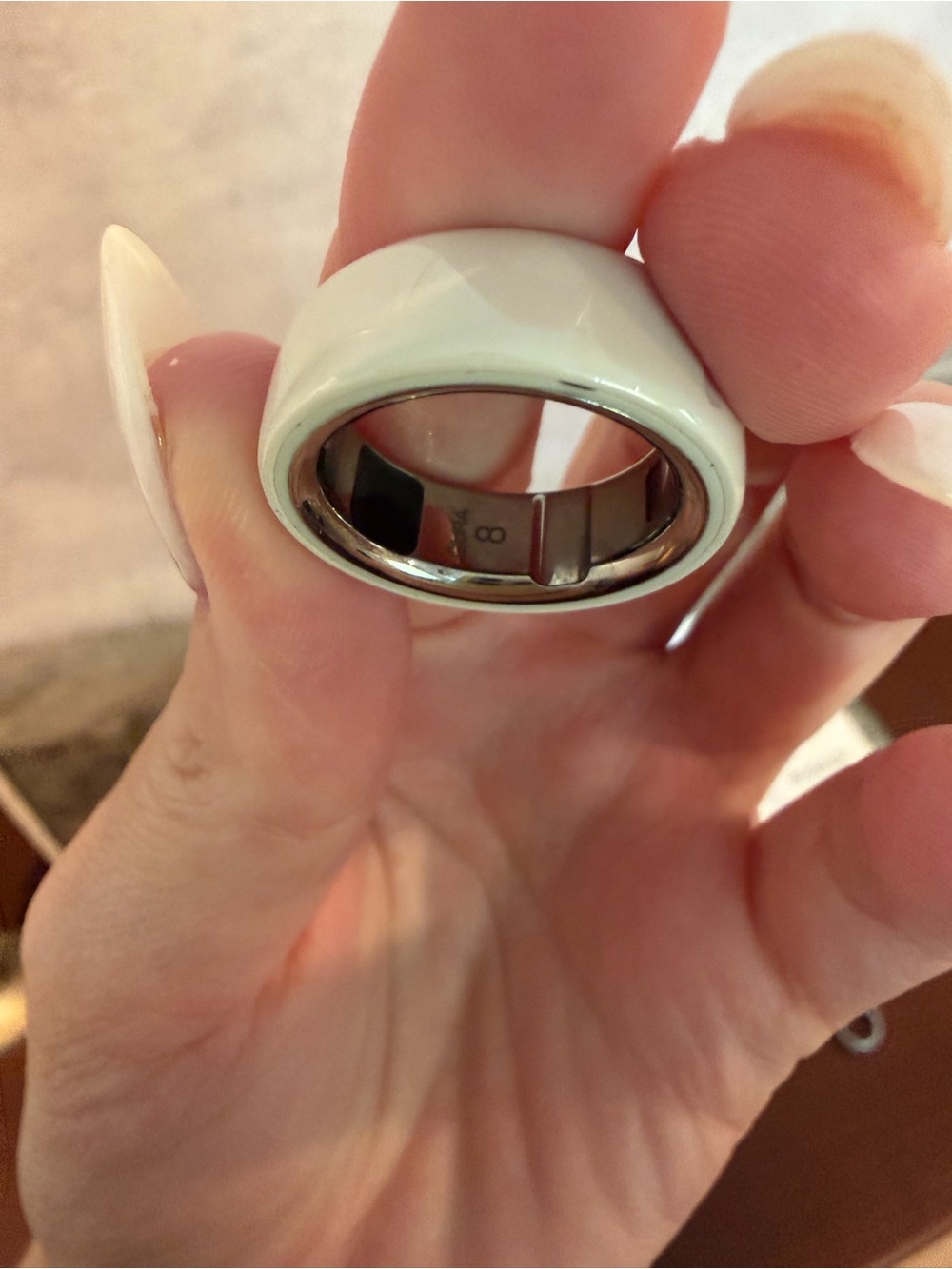 Oura White Ceramic Dome Ring with Silver-Tone Interior